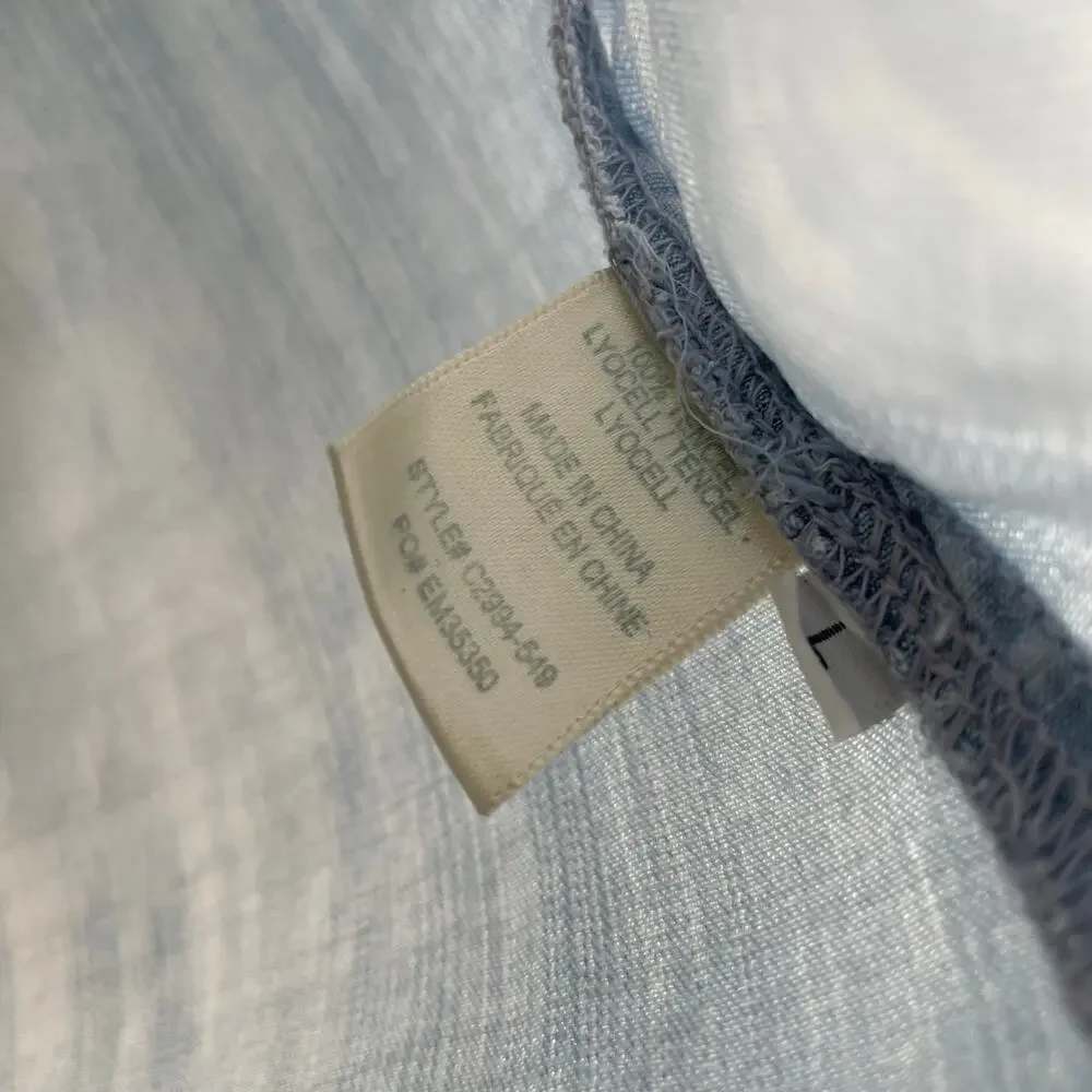 Cloth & Stone Light Chambray Half-Button-Up Roll Tab High-Low Collar Shirt sz L - Picture 5 of 9